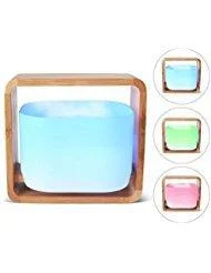 ToiletTree Products Aromatherapy 100% Wooden Bamboo and Glass Essential Oil Diffuser Color-Changing 1200 ml Capacity