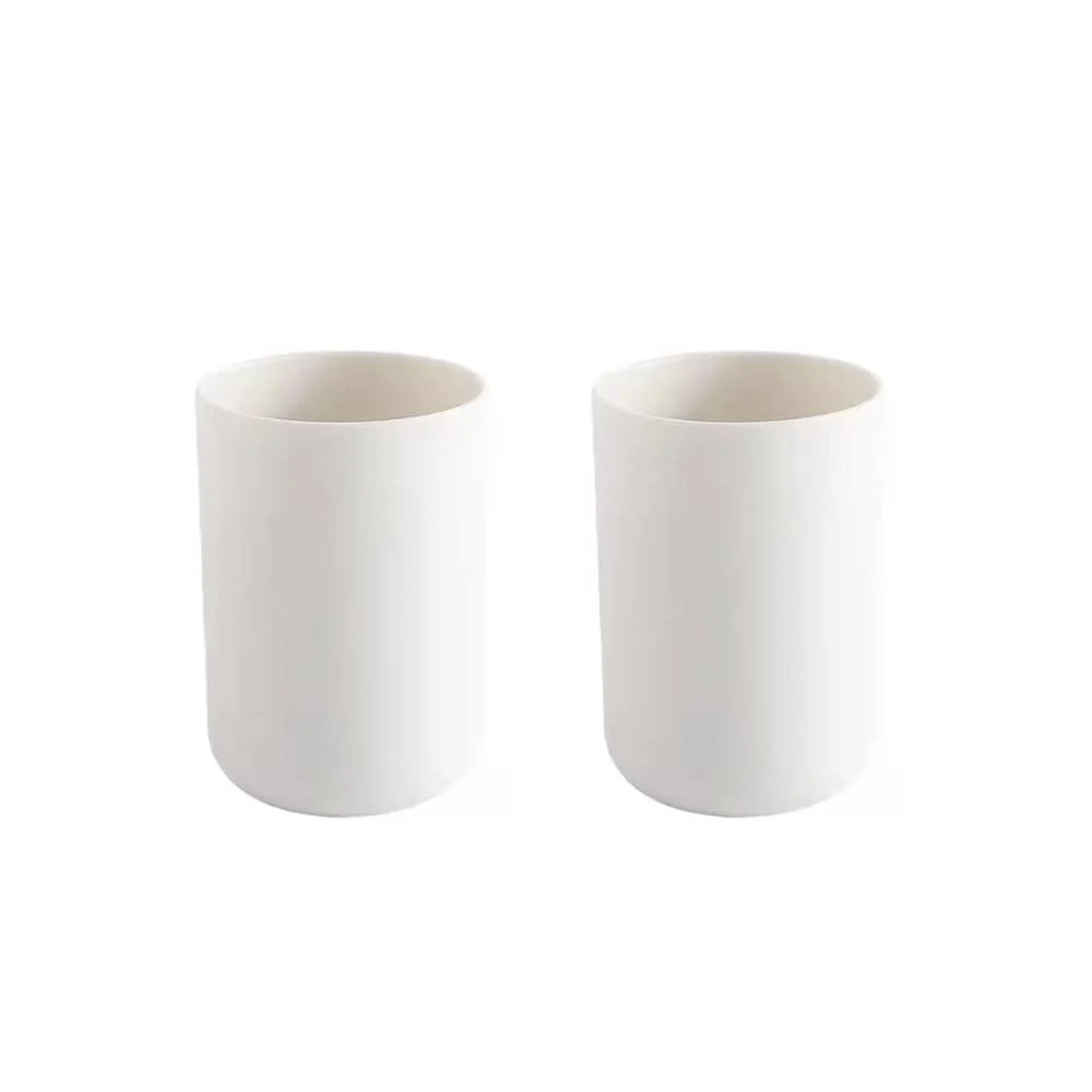 Japanese mouthwash Cup Toilet Toothbrush Cup Simple Plain Couple Toothbrush Cup. (White & White) - RabyLeo