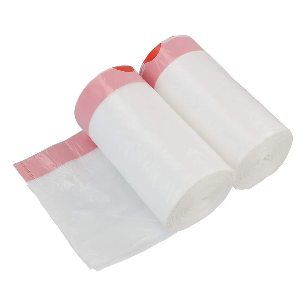 Hespama Drawstring Trash Bags 15L White Garbage Bags(2 Rolls/120 Counts)
