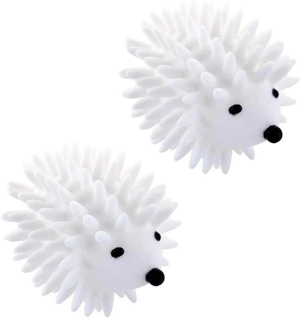 Ammberune Hedgehog Dryer Balls Reusable Hedgehog Laundry Balls Cute Animal Shape Dryer Balls Set Of 2 (White)