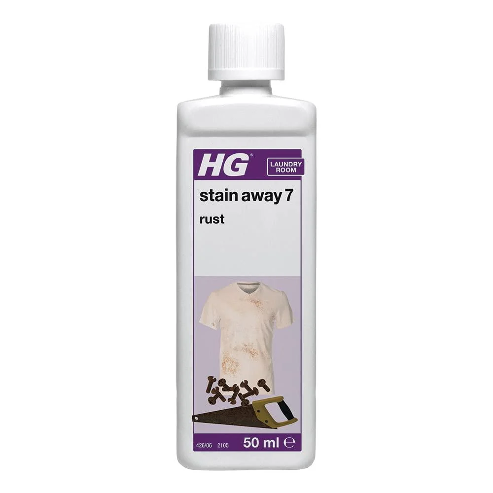 HG Stain Away 7 Rust Stain Remover for Stubborn Rusty Marks Erases Stains from Clothes Tiles Flagstone Concrete & Natural Stone Surfaces Textile Safe 50ml (426005106)