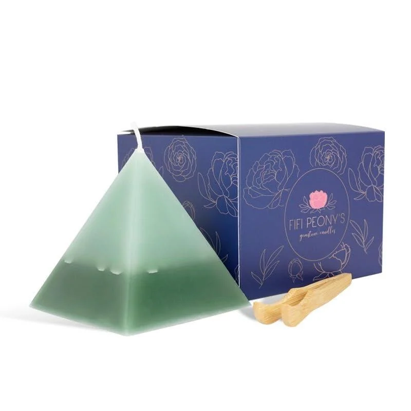 Gemstone Candles- Surprise Hidden Crystals Embedded in a Stunning Pyramid Canlde. Scented with Fruity Lychee and Lime.