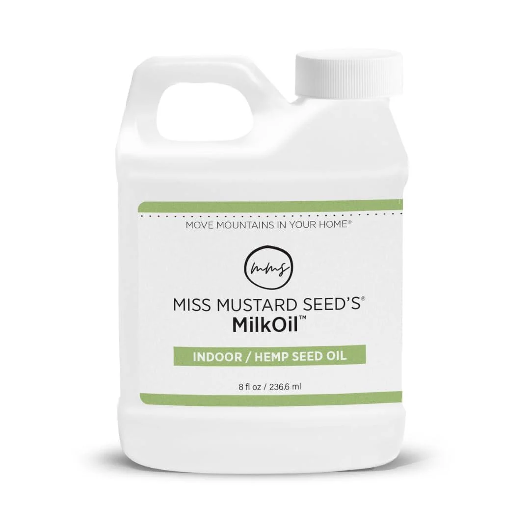 Miss Mustard Seed's MilkOil Indoor/Hemp Seed Oil - Use on Raw or Stained Wood Milk-Painted Pieces Old Wood Finishes Eco-Friendly No VOCs 8 fl oz
