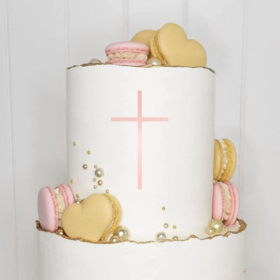 Cake topper (cross) Charm acrylic/wood baptism communion confirmation confirmation cake plug cake cake plug decoration caketopper (1 piece rose gold) rose gold 1 piece - Blacked LaserTEC