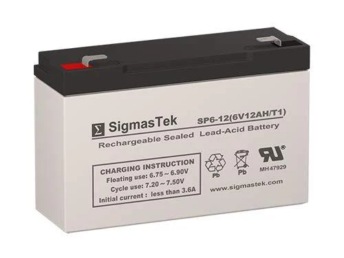 Pace Tech Vitalmax Systems II IV Battery Replacement 6 Volt 12Ah T1 Battery by SigmasTek
