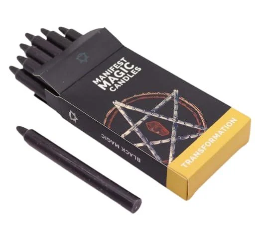 Black Candles (Pack of 12) Magic Mediation Manifest Protect Transformation Magic Set - 90 Minutes Burn Time