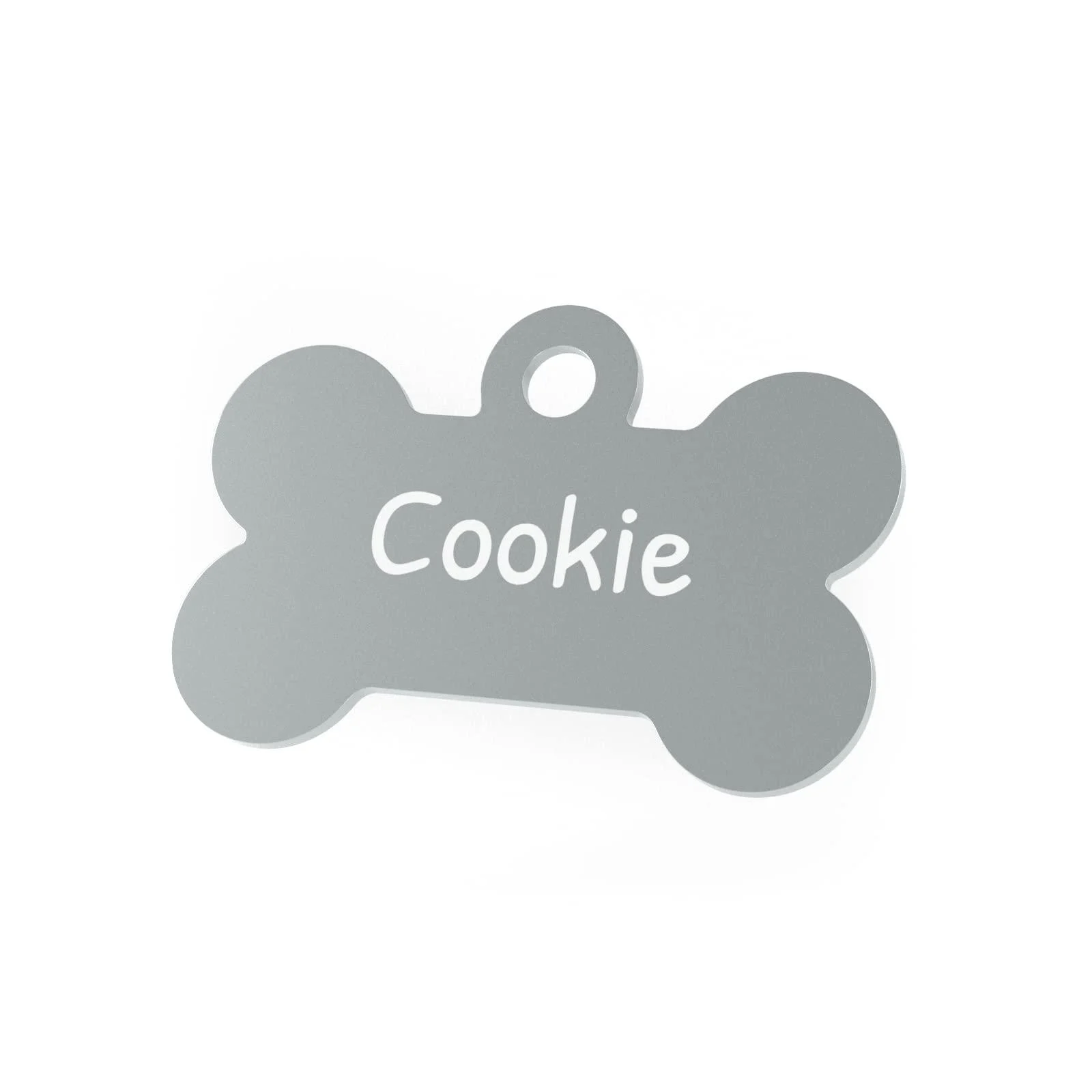 ENGRAVO dog tag bone in silver 32mm with your personal engraving and 2 free key rings small 32mm silver