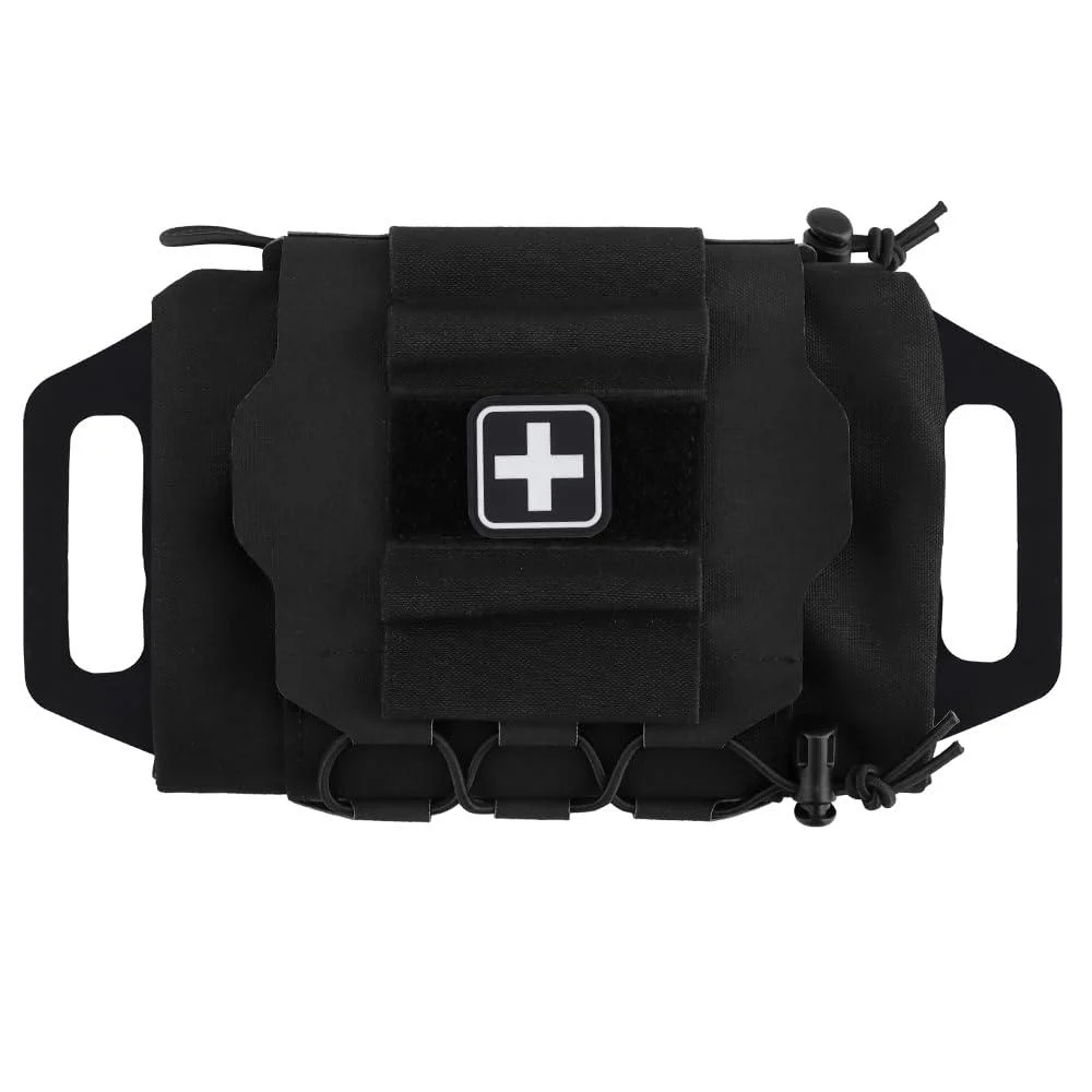 Tactical Military Bag MOLLE Rapid First Aid Belt Pouch Survival Two Piece System Med Roll Carrier Hypalon Handle Bag Bk - GYDEHUTJ
