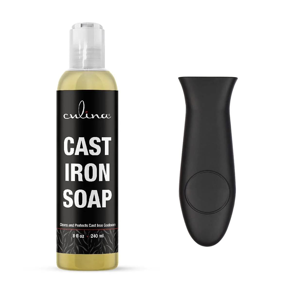 Culina Cast Iron Cleanser Cleans and Protects Cast Iron Cookware Kosher Certified 8oz with handle