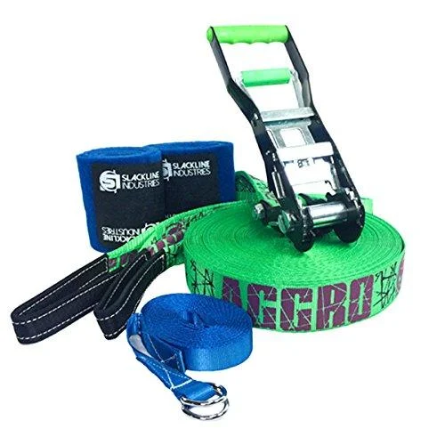 Slackline Industries Aggro Line, 100-Feet Green 100ft-Tree Protection & Backup Line Included 100-Feet