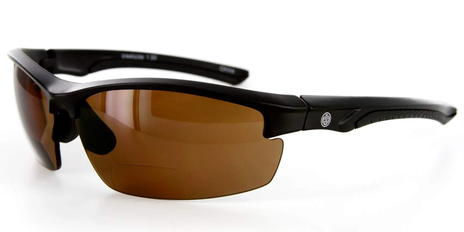 Creekside Wrap-Around Polarized Bifocal Sport Safety Reading Sunglasses for Youthful Active Men and Women (Black/Amber +1.50) 1.5 Matte Black W/ Amber Lens