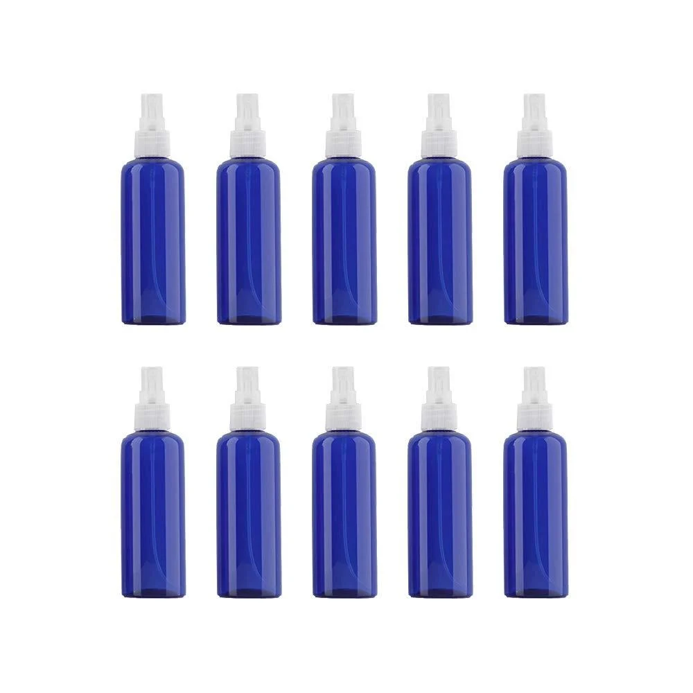 VOANZO 10PCS Empty Plastic Spray Bottle 100ml Fine Mist Travel Atomiser Set Refillable Travel Size Bottle Toiletries Liquid Containers (blue) Clear Blue