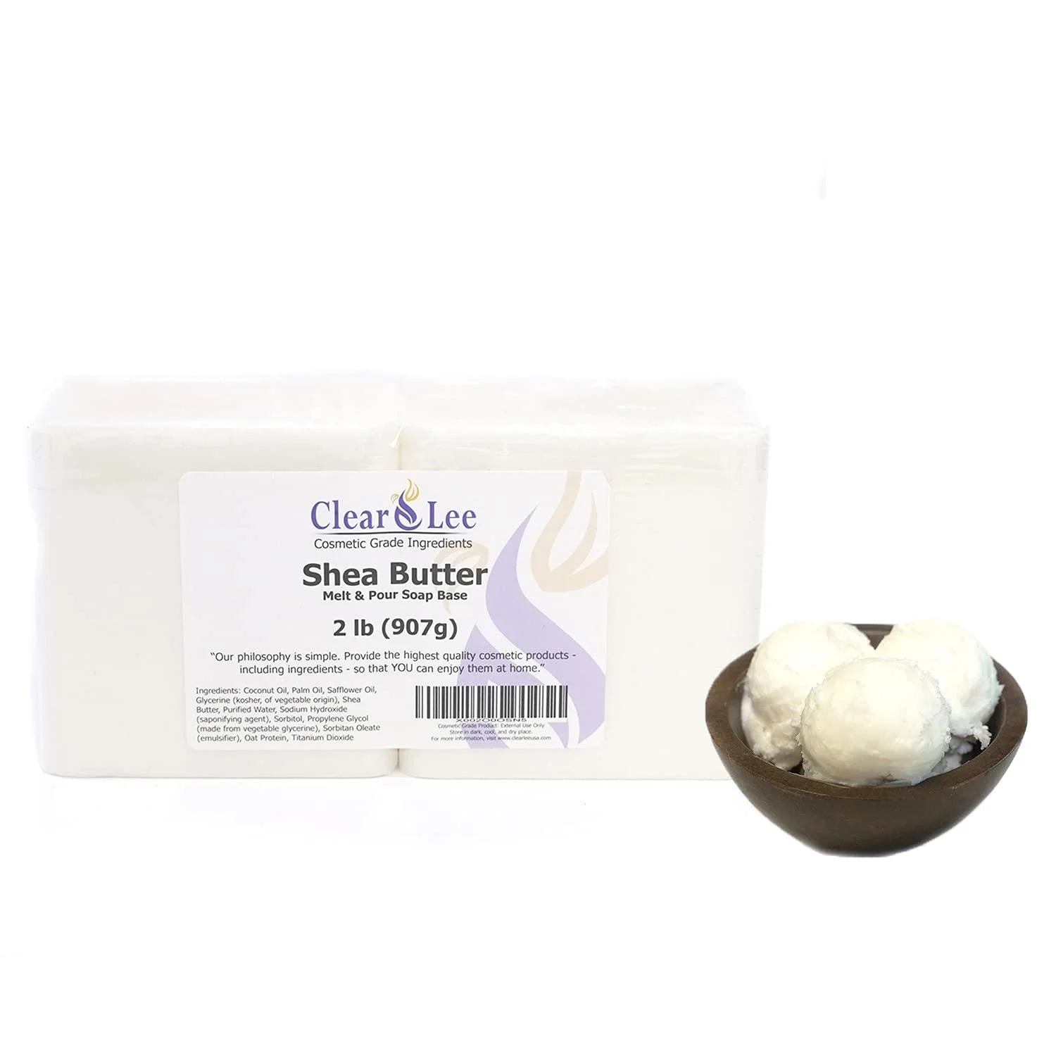 Shea Butter Melt and Pour Soap Base Cosmetic Grade Natural Bar 2lb - ClearLee