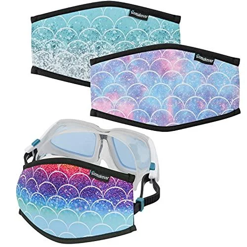 Neoprene Mask Strap Cover, Reflective Diving Mask Straps Hair Protector Wrap for Dive and Snorkel Masks Water Sports Fish Scales - Homakover