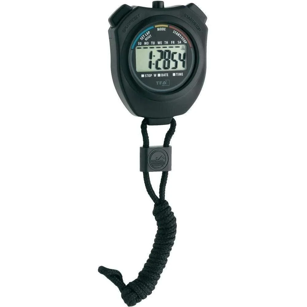 TFA Dostmann digital stopwatch 38.2030 small and compact 1/100 seconds intermediate time L 65 x W 21 x H 79 mm