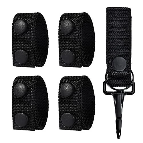 OZXTYO Duty Belt Keeper with Key Holder for 2" and 2" Wide Belt,Keeper with Strong Metal Police Key Clip, Military Molle Hook,Police Military Equipment Accessories, 2 Pack Black