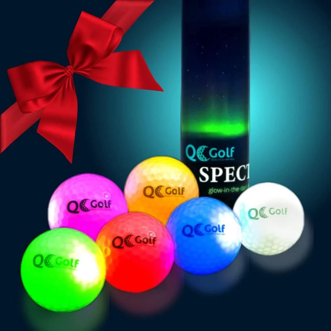 QC Golf Spectra Glow in The Dark Golf Balls. 6 Spectacular, Colorful LED Balls. Light it up Wherever You Pursue Your Golfing Passion (Club, Mini-Golf, Backyard). Fun Gift for Men, Women, and Kids.