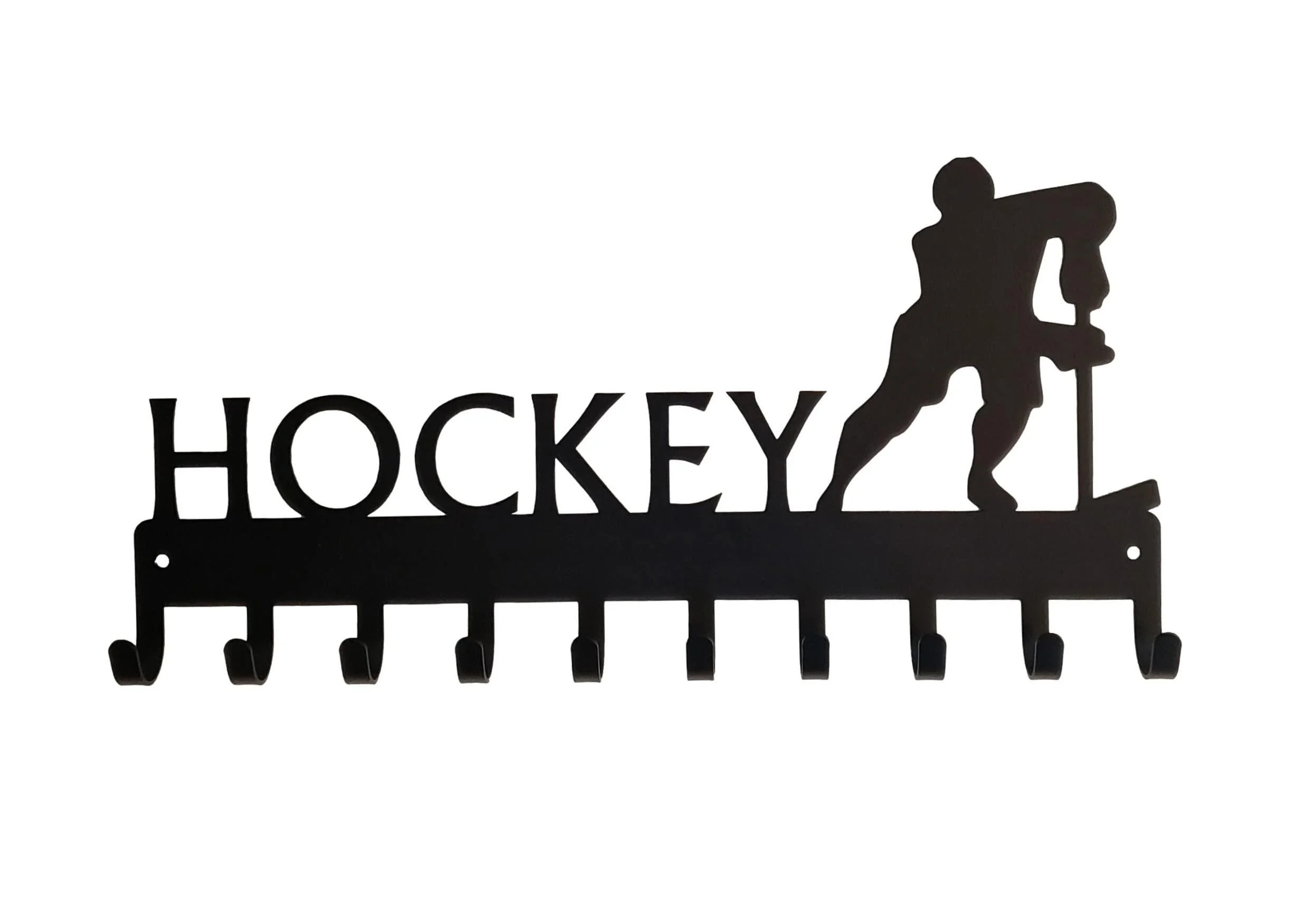 Ice Hockey Player Skating Sports Medal Hanger Display - 14.5 inches with 10 Hooks - Made in The USA - Strong & Sturdy for Multiple Sports Medals, Ribbons & Awards