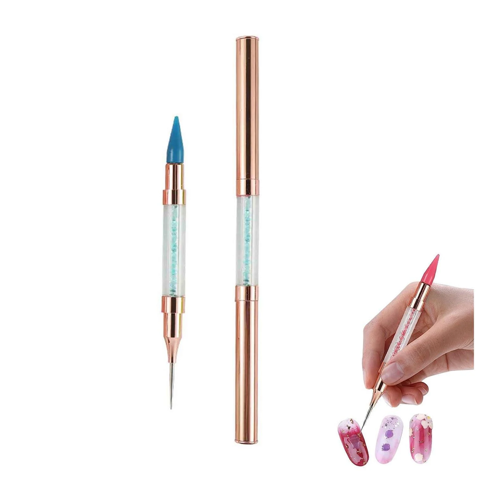 Dual End Rhinestone Pen Tool Nail Rhinestone Picker Dotting Tool Diamond Painting Dotting Pen Nail Art Dotting Pen Pick Up Applicator Dual Tips Dotting Pen Beads for DIY Nail Art Crafts (B) - JOKBEN