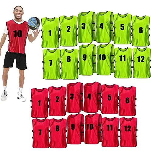 24 Pcs Soccer Practice Vest, Lightweight Numbered Soccer Team Pennies with Beltn for Men Adult Youth Sport Supplies, Scrimmage Vests Practice Jersey for Soccer Lacrosse Training - Wrzbest