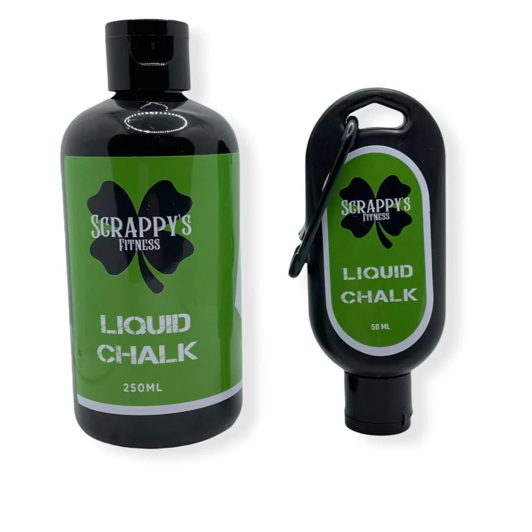 Scrappy's Fitness Liquid Chalk - Long Lasting, Premium Grip for Athletes - Weightlifting, Gymnastics, Rock Climbing, Pole Dancing & More - Travel Size with Clip - Quick Drying & Mess Free 50ML
