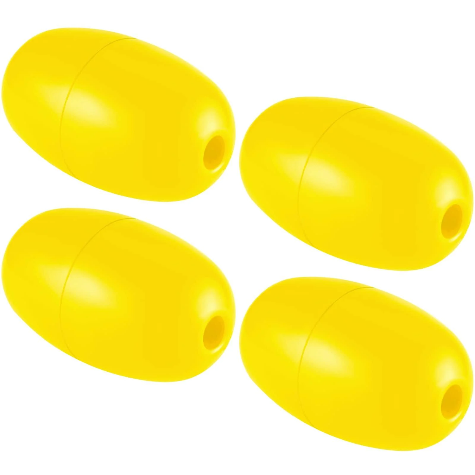 Lewtemi 4 Pieces Rope Floats Marine, 4.72'' x 2.75'', Deep Water Fishing Marker Buoys for Boats Swimming Kayak Crabbing Trail Dock Pool Yellow 4