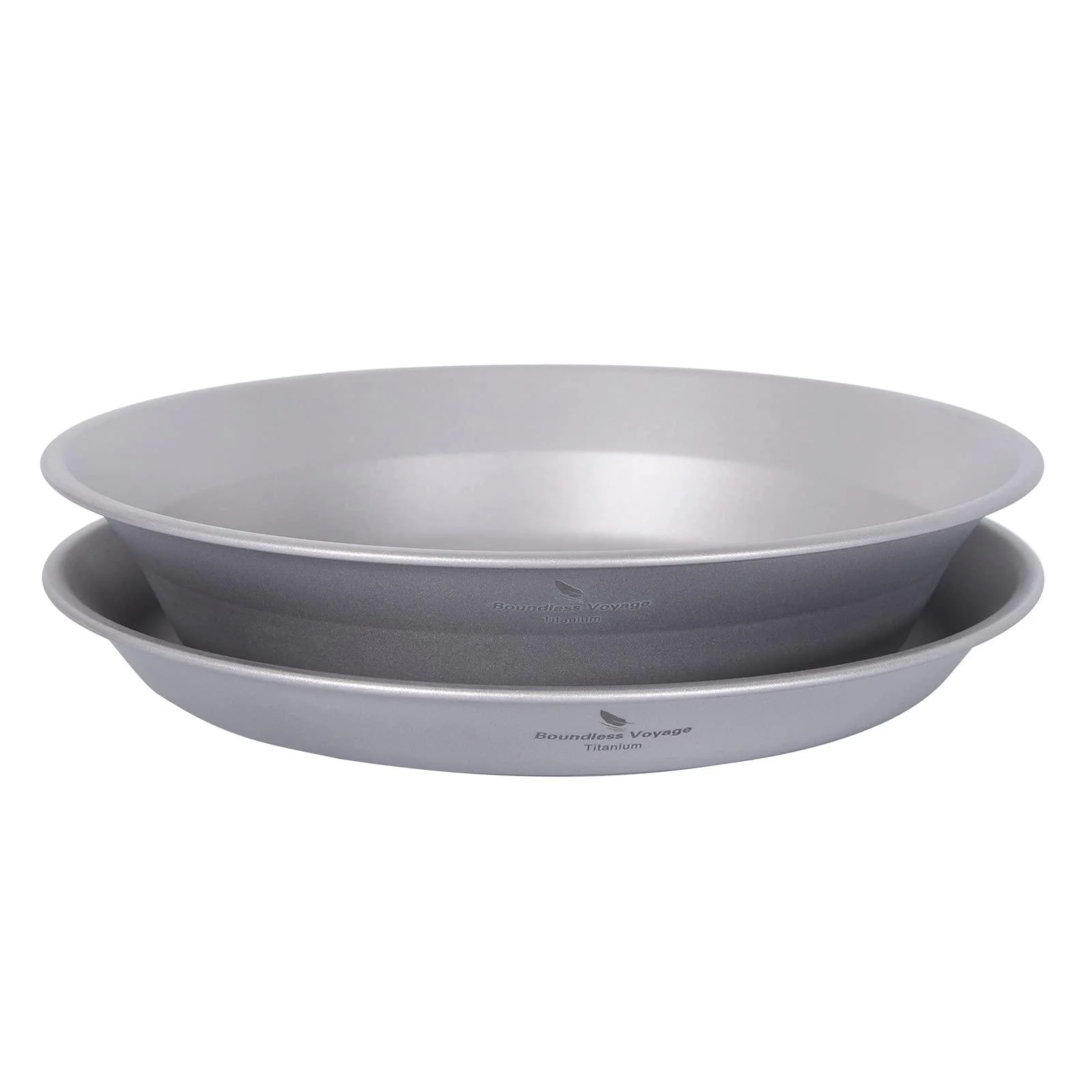 Boundless Voyage Titanium Dish Plate Bowl Set with Carry Bag Outdoor Camping Pan Tableware Cookware Mess Kit for Food Fruit Sauce Ti1113T (pan+bowl)
