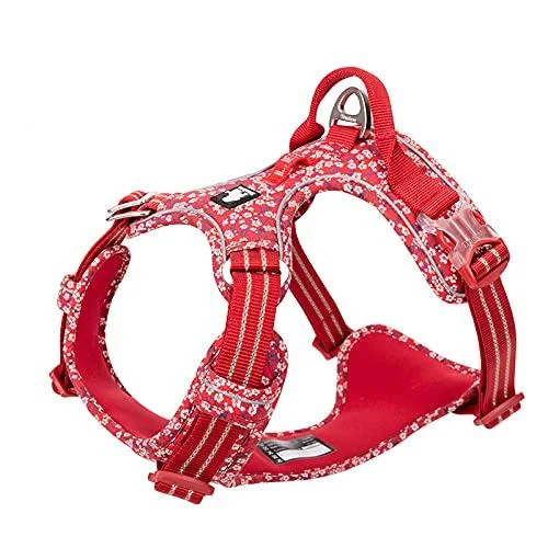 Winhyepet Truelove no-pull dog harness cotton fabric breathable and reflective soft adjustable to run walk walking suitable for small medium-sized cats dogs tlh5655 xl poppy red red