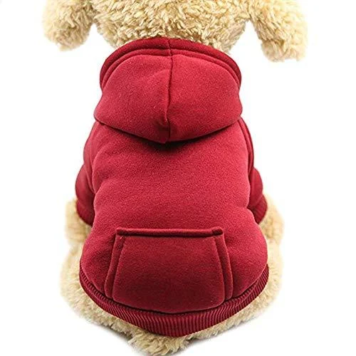 Idepet Dog Hoodie Cotton Dog Coat Warm Jacket for Small Medium Dog Puppies Teddy Chihuahua XXL Red
