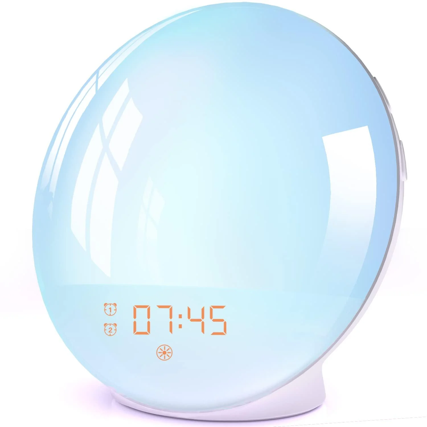 Wake up light light alarm clock sunrise sunset alarm clock with two alarms 7 natural sounds FM radio slumber function and 20 brightness night light to adult & children - WHTIAN