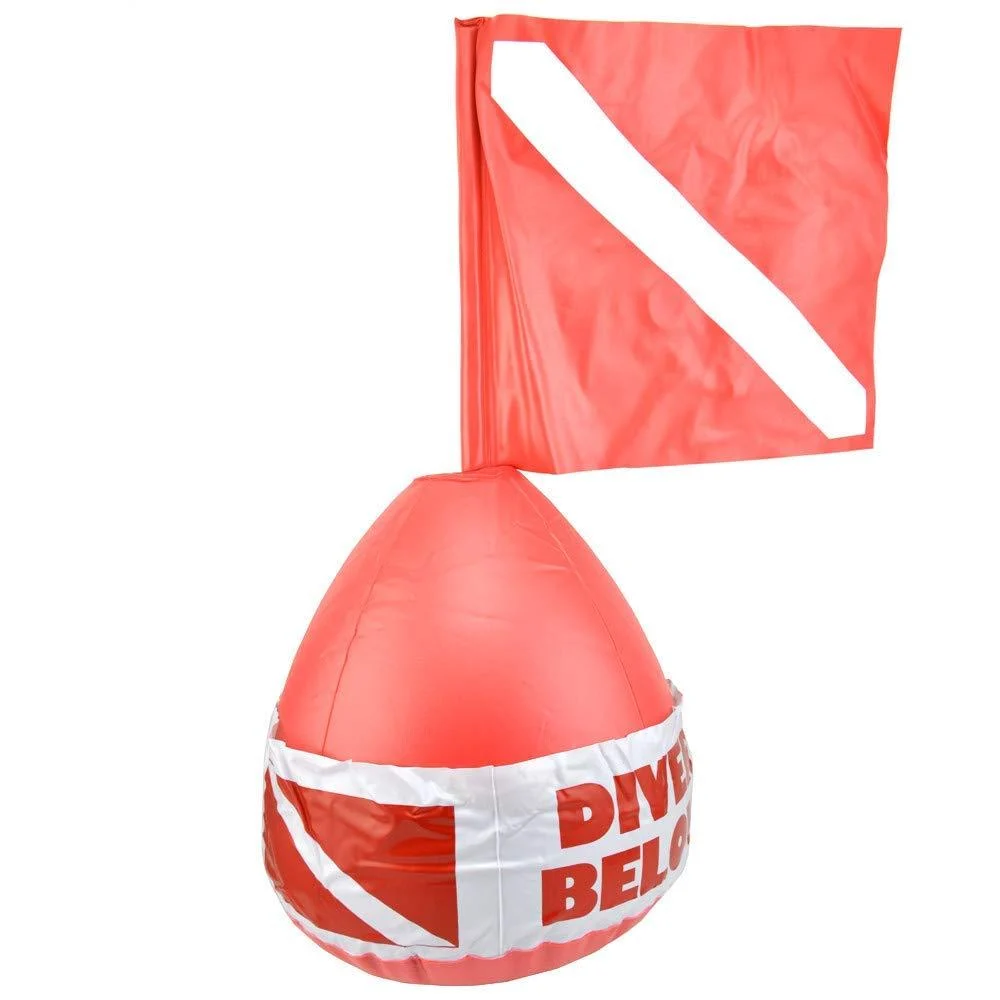 Win Outdoor Diving Red Color Scuba Dive Buoy Surface Marker Inflatable Dive Flag Sign Signal Floating Saft Sign Diver Below