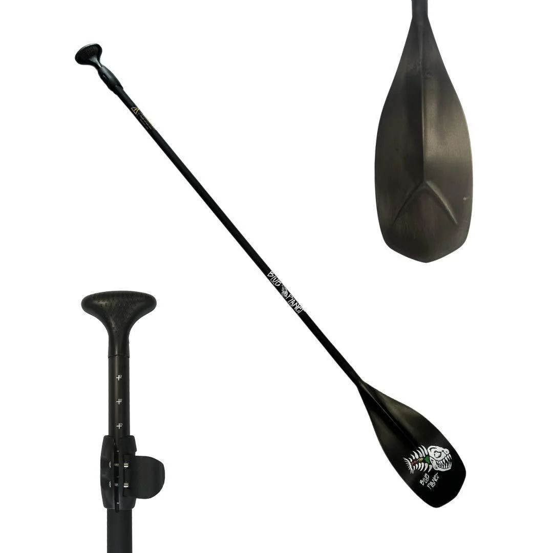 Blue Planet Adjustable Oval Shaft SUP Paddle with Kai Zen Blade| Aircraft Aluminum with Rubberized Grip | All Level Paddle for Stand Up Paddle Boarding, Surfing, Racing, SUP Sports 2-piece Kai Zen