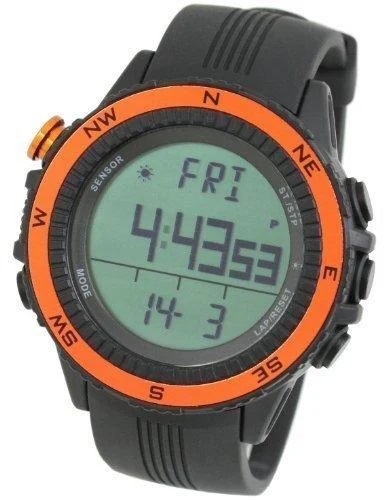 LAD WEATHER Altimeter Watch Barometer Digital Compass Thermometer Brand of America and Japan Climbing Trekking Camping Hiking Outdoor Orange / Grey