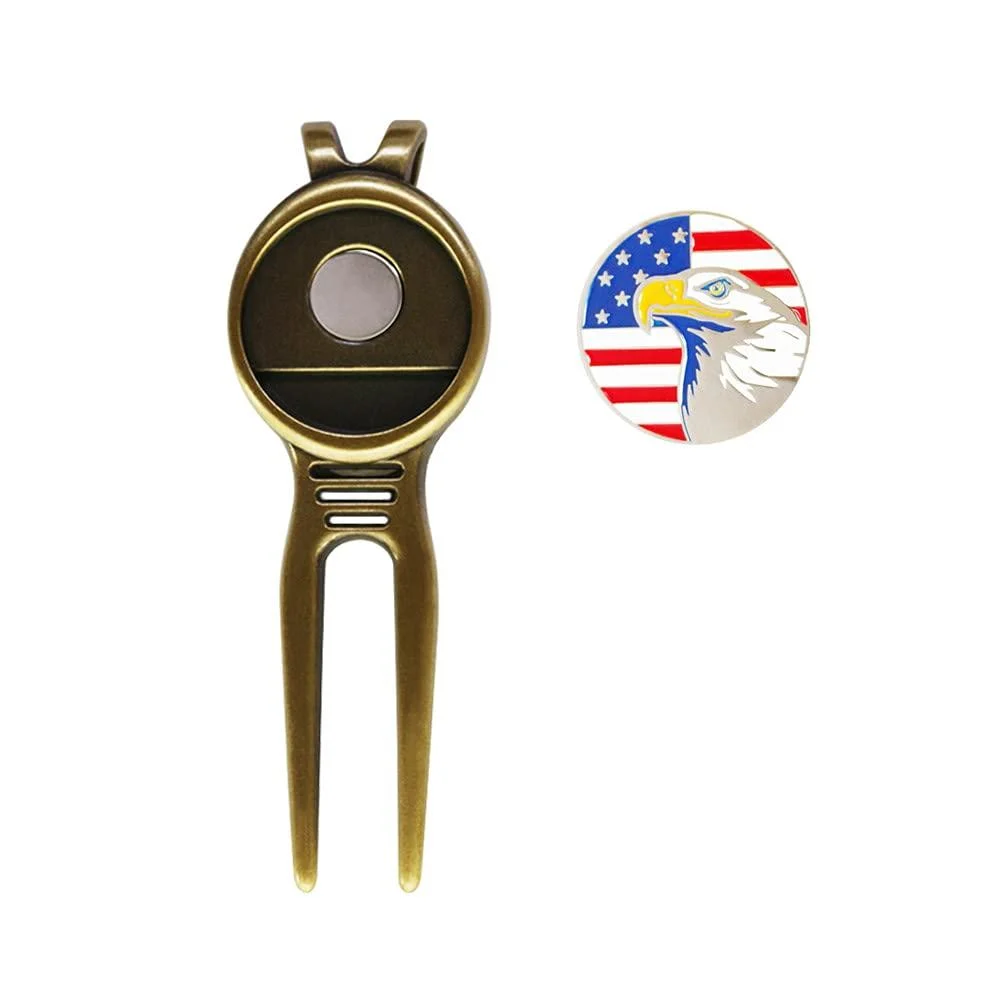 Myartte Golf Metal Divot Repair Tool with 24.5 mm Ball Marker Bronze