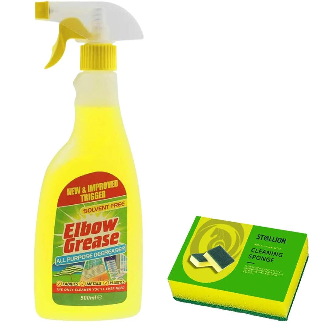 St llion 500ml Elbow Grease All Purpose Degreaser Cleaner Spray Trigger Bathroom Kitchen Laundry Household Works on Metals Plastics and Fabrics - Includes 1 Cleaning Cloth (Pack of 1)