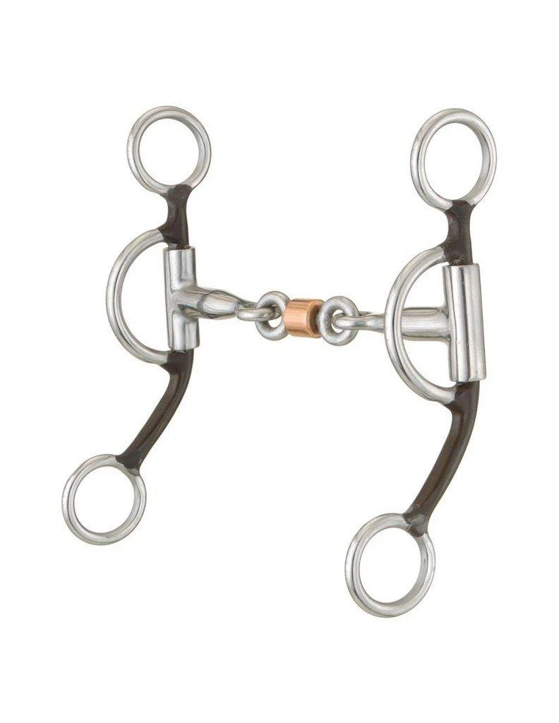 Tough-1 25933 3 Piece DOGBONE Roller Shank Snaffle BIT