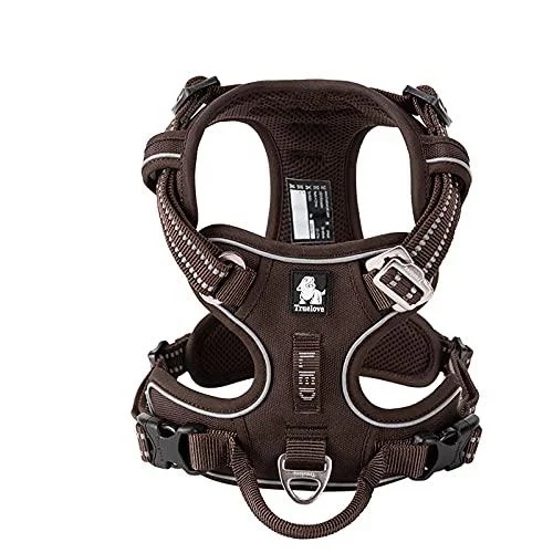 Truelove No Pull dog harness reflective dog harness for dogs adjustable soft padded pet vest with simple operating handle TLH56512 XL Brown - WINHYEPET