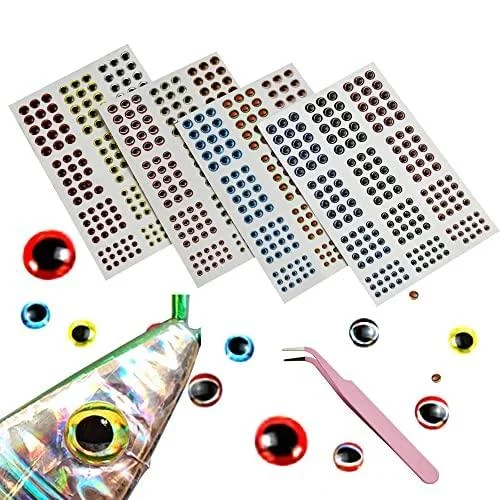 DikeBAO 732 pieces of fishing bait Eyes Self -adhesive fish eyes artificial bait 3d adhesive eyes realistic lure eyes tinker arts 12 styles fish eyes+tweezers for fishing diy bait production (3/4/5/6mm)