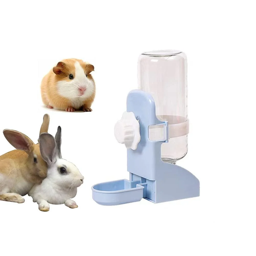 Mcgogo Rabbit Water Bottle, Guinea Pig Water Bottle,17oz Hanging Fountain Automatic Dispenser No Drip Water Bowl for cage Blue