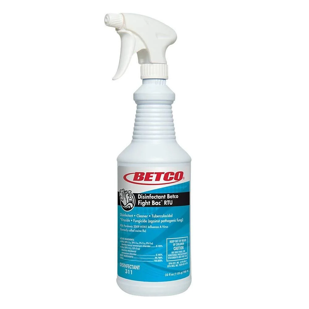 Betco Fight-Bac RTU Disinfectant Pleasant Scent 1-Quart Pack Of 1 Packaging may vary