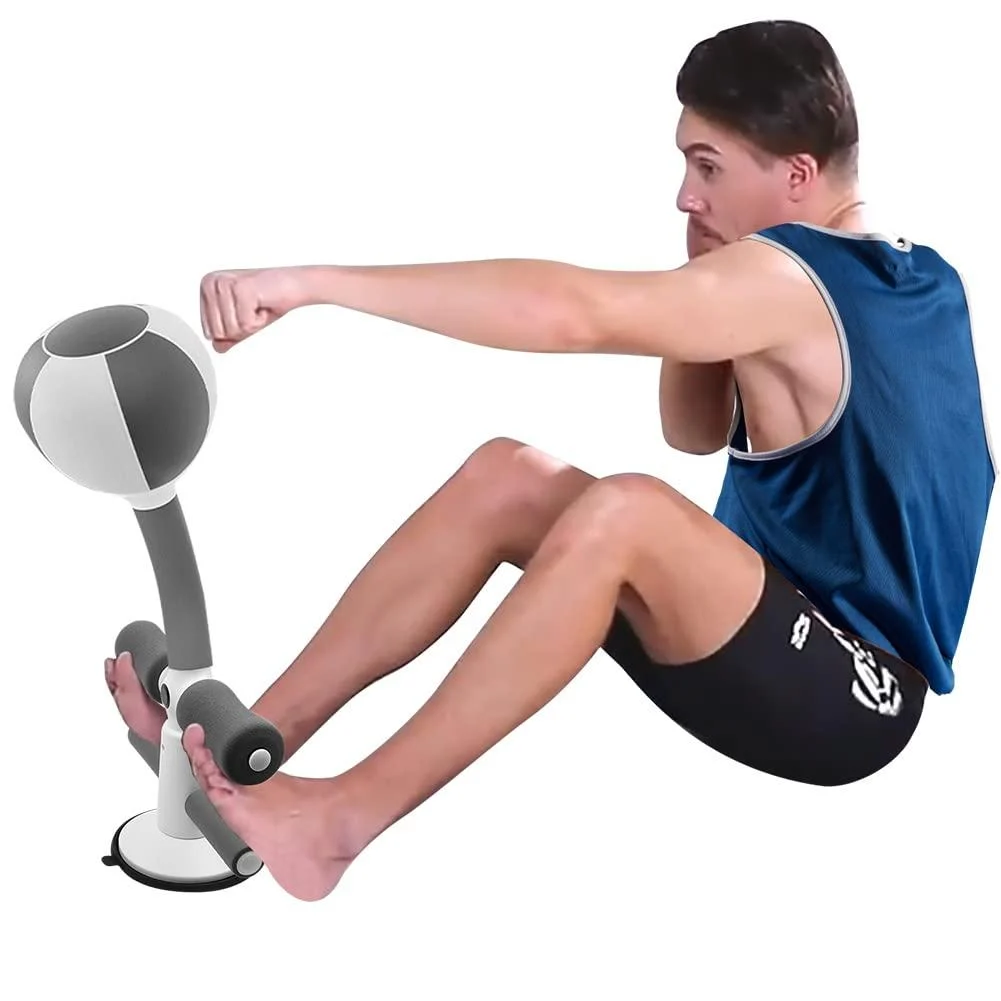 Punching Bag with Suction Cup, Exclusive 2in1 Sit-up Aids with Pedestal Bags,Stress Buster Desktop Relief Ball for Office Table,Gym, Kids and Adults Training white