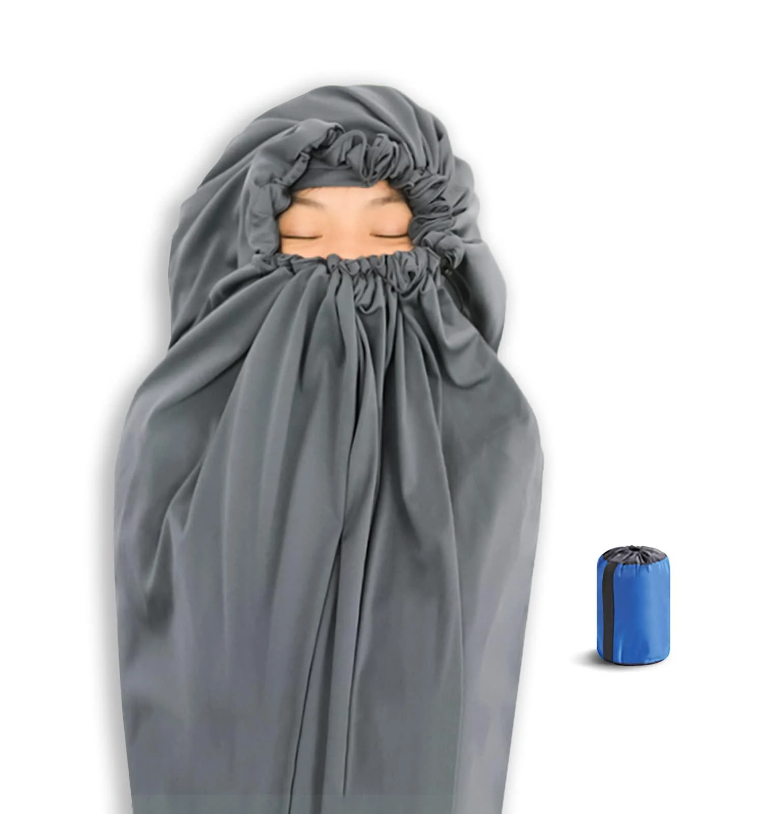 Litume Thermolite All Season Sleeping Bag Liner Add Up to 22F Mummy Sleeping Sack Backpacking Camping Traveling Lightweight Sleep Sack with Drawstring Hood (E626 US) Thermolite (Polyester)