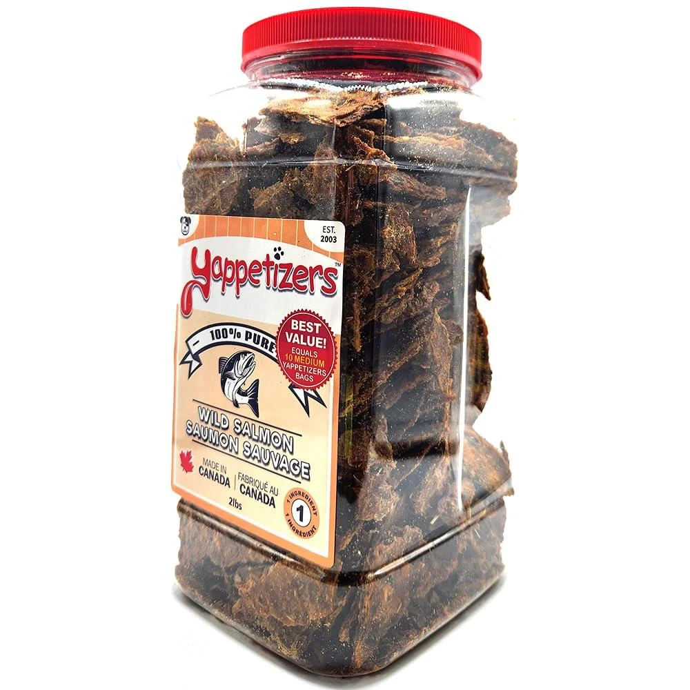 Yappetizers 100% Wild Salmon Dog Treat | Hand Made in Canada Since 2003 - Equal to 1 Pound of raw Wild Salmon (Bulk 2.0 pounds Dry) 907 g (Pack of 1)