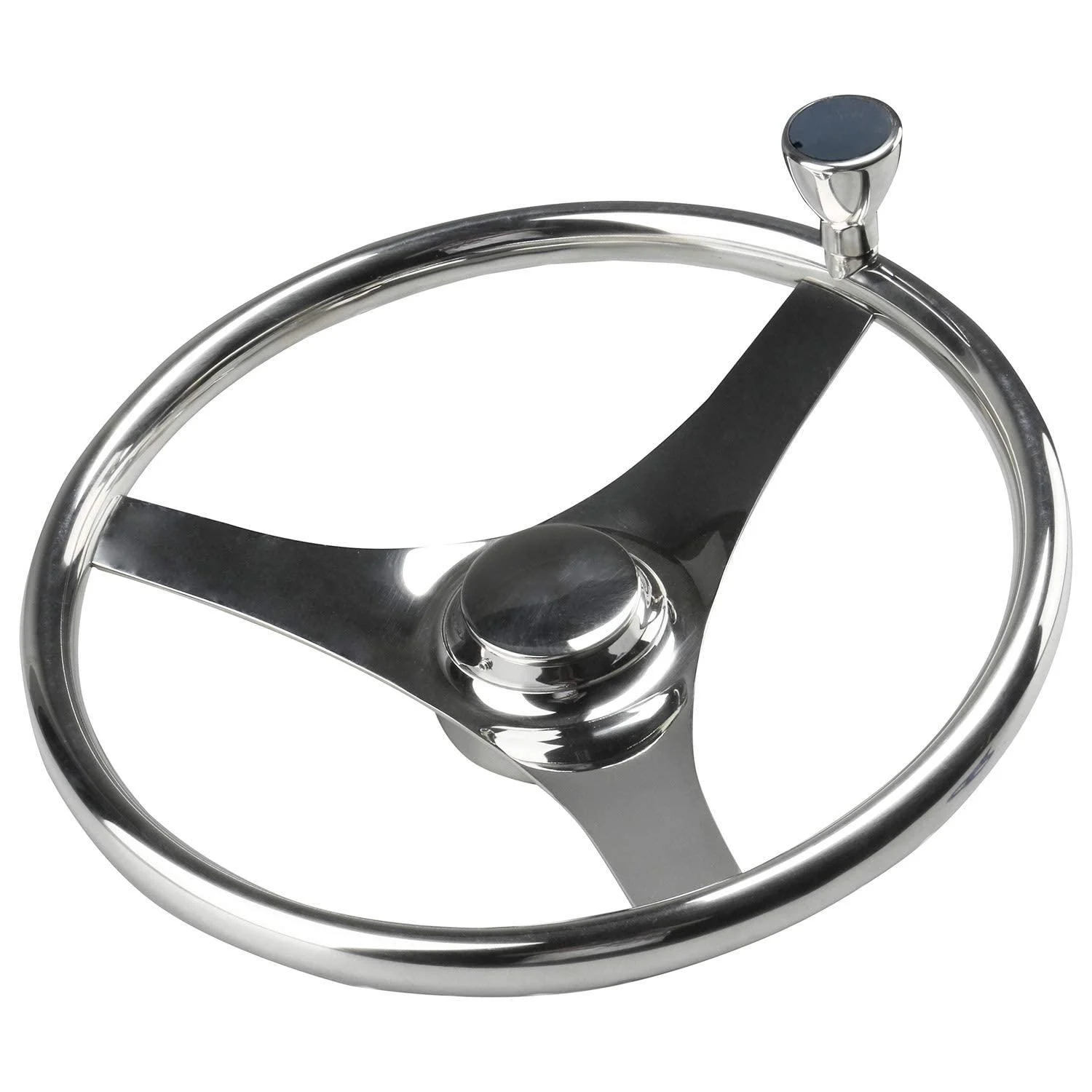 NovelBee 3 Spoke Stainless Steel Boat Steering Wheel 13-1/2" with Control Knob and Cap