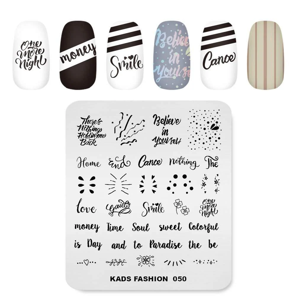 Nail Stamping Plate Fashion Party Letters Words Dots Drop Theme Multi-Pattern Stamp Print Image Stamp Template Nail Art for Nail Design 4#
