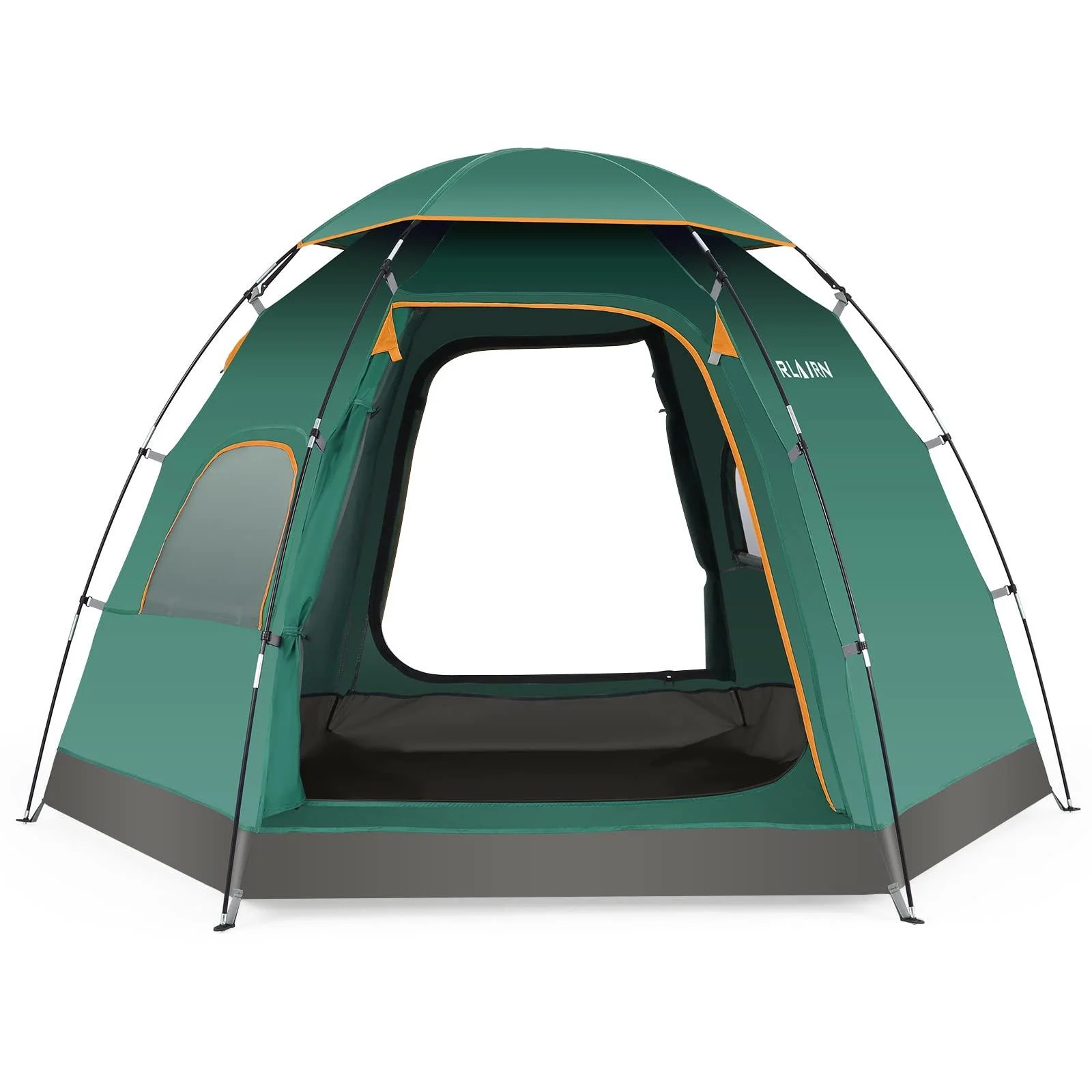 RLAIRN Tents for Camping 4 Person Waterproof, Pop Up Instant Family Tent with Windproof Ropes Anti-UV, Ultralight Blackout Lightweight Tent for 2/3/4 People Camping, Hiking, Outdoor, Backpacking Green