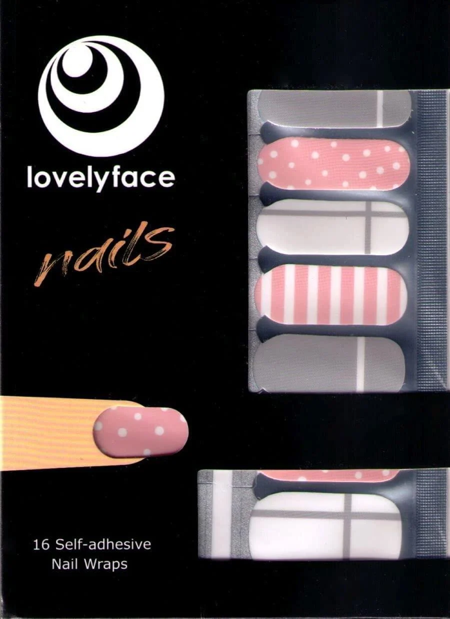 Lovelyface Nails - "Softy" Patterned Exclusive Nail Wraps - 16 Thin Self-Adhesive Long-Lasting Nail Foils - Non-Toxic