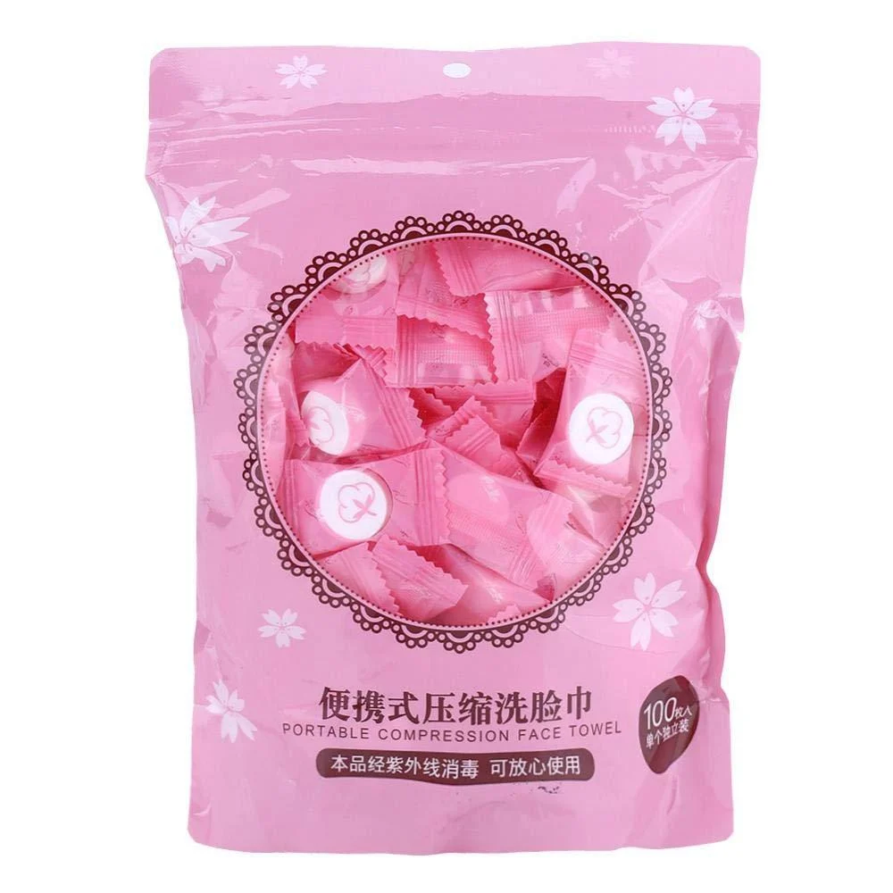 Compressed Towel Washcloth Mini Coin Washing Tissue Magic Facial Cleaner Disposable Capsules Cloth Non-woven Fabrics Portable for Home & Outdoor Activities (100pcs)