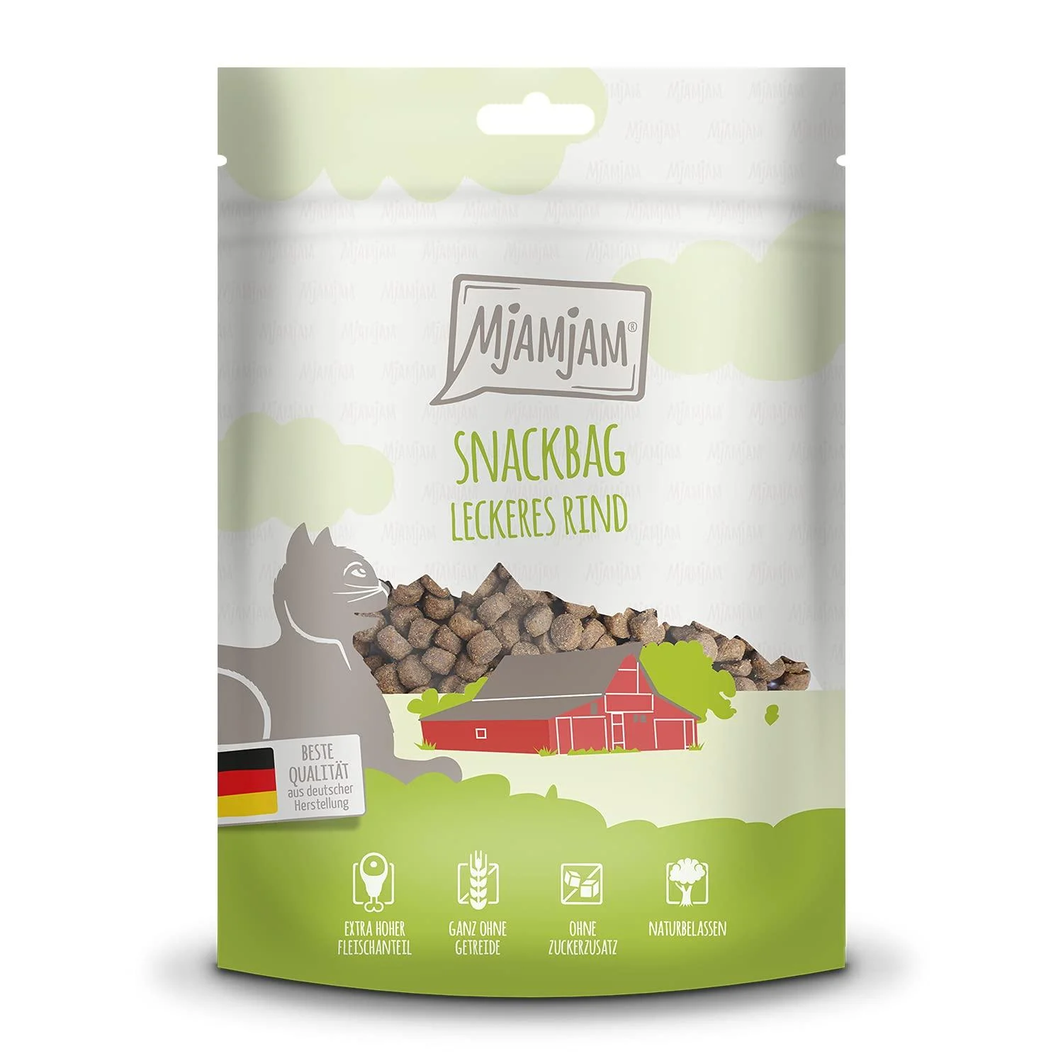 Mjamjam - Premium Katzensnack - Snackbag - Delicious beef 1 Pack (1 x 125 g) natural lamps without synthetic preservatives beef 125 g (1 Pack)
