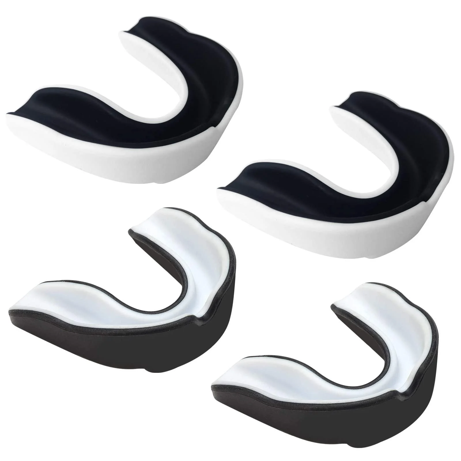 Mouthguard 4 Pieces Mouthguard Boxing for MMA Martial Arts Boxing Adults BlackWhite 4PACK BlackWhite - thirei